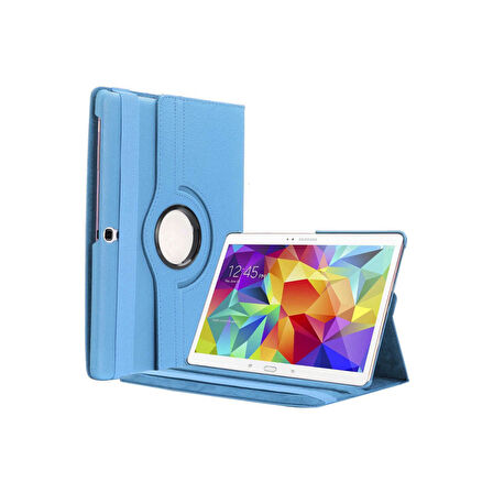 Teleplus Samsung Galaxy Tab S3 9.7 T820 Kılıf Kapaklı Standlı 360 Dönerli Standlı Kapak Dn2 Mavi