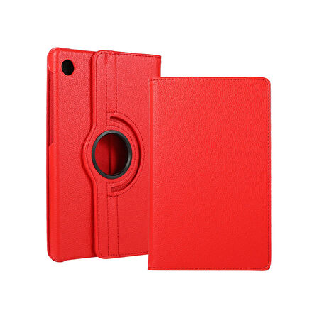 Teleplus Lenovo Tab M10 TB-328F 3. Jenerasyon Kılıf Kapaklı Standlı 360 Dönerli Standlı Kapak Dn2 Kırmızı