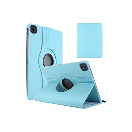 Teleplus iPad Pro 12.9 2022 M2 Kılıf Kapaklı Standlı 360 Dönerli Standlı Kapak Dn3 Mavi