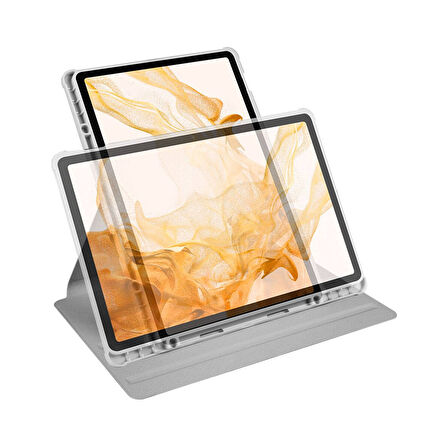 Teleplus Samsung Galaxy Tab S7 Fe T736 Kılıf Termik Dönerli Standlı Arkası Buzlu Kapak