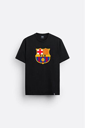 FC Barcelona Futbol Takımı  Özel Tasarım Baskılı Siyah Tişört T-shirt