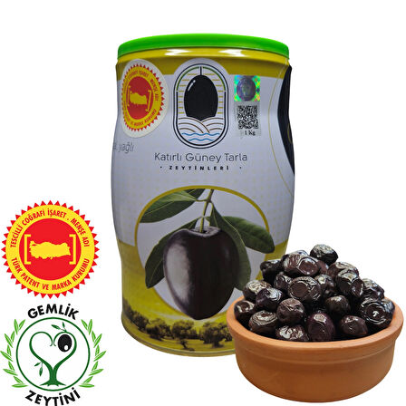 Katırlı Köyü Gemlik Coğrafi İşaretli L Boy Yöresel Katkısız Siyah Zeytin 1 KG