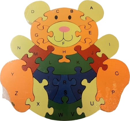 Bak Gel Al Harfleri ve Sayıları Öğreniyorum Eğitici Minik Ayı  Figürlü  Ahşap Puzzle