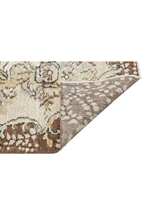 Krem Gerçek El Dokuma Eskitme Halı 170x274