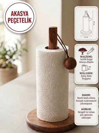  Akasya Kağıt Havluluk | Doğal ve Şık Tezgah Üstü Dikey Kağıt Havluluk