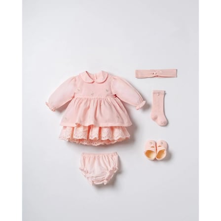 Kız Bebek Pamuklu Elbiseli 5'li Kutulu Set