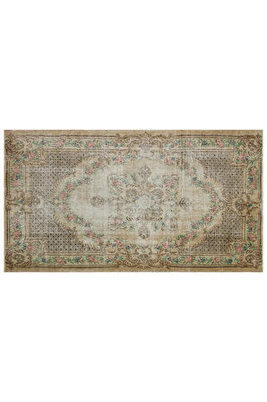 Bej El Dokuma Vintage Halı 157 X 285