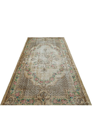 Bej El Dokuma Vintage Halı 157 X 285