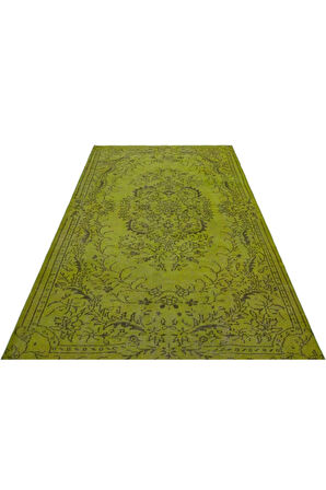 Yeşil Modern Vintage El Dokuma Halı 161x250 cm