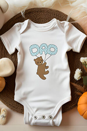 BebekPerisi Mavi Dad Baskılı Bebek Body
