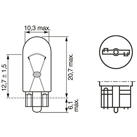 Bosch Ampül-Eco 12V W3W Dıpsız Gosterge W2,1x9