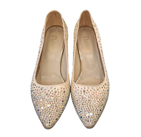 Solmaz Damla Saten Taşlı Topuklu Ayakkabı