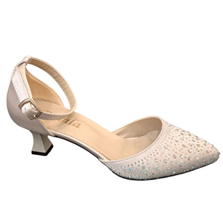 Solmaz Damla Bilekten Bağlamalı Taşlı Topuklu Ayakkabı