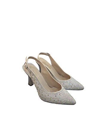 Solmaz Damla Çapraz Bağlı Taşlı Topuklu Ayakkabı