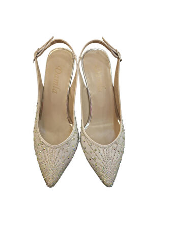 Solmaz Damla Çapraz Bağlı Taşlı Topuklu Ayakkabı