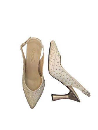 Solmaz Damla Çapraz Bağlı Taşlı Topuklu Ayakkabı