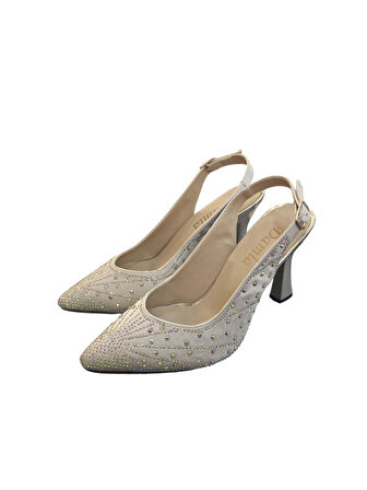 Solmaz Damla Çapraz Bağlı Taşlı Topuklu Ayakkabı