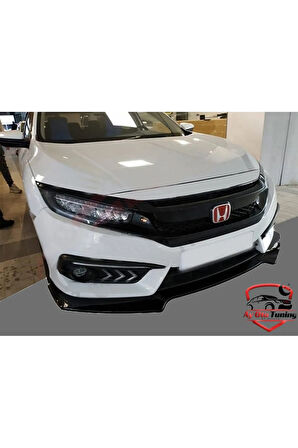 Honda Civic Fc5 - 3 Parça - Ön Tampon Ön Lip - Piano Black Vakum (2016 )