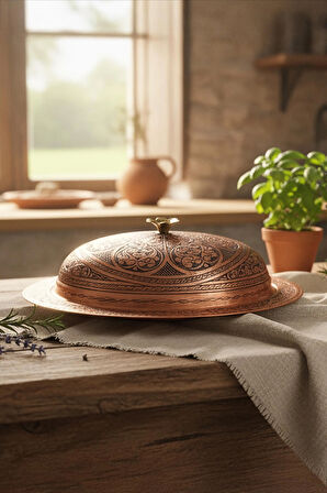 Handygoo Geleneksel Bakır Şölen Tabağı El Oyması Servis Tabağı