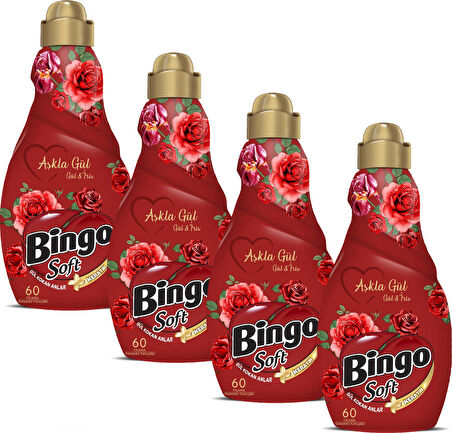 Bingo Konsantre Yumuşatıcı 1440 ml Aşkla Gül 4'lü Ekonomi Paketi