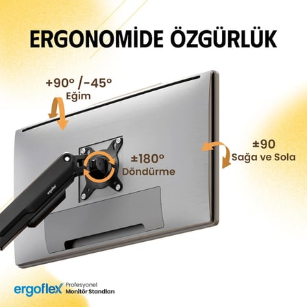 Ergoflex S8 Siyah 17-32inch Amortisörlü 9 kg Monitör Standı 2026 Versiyon