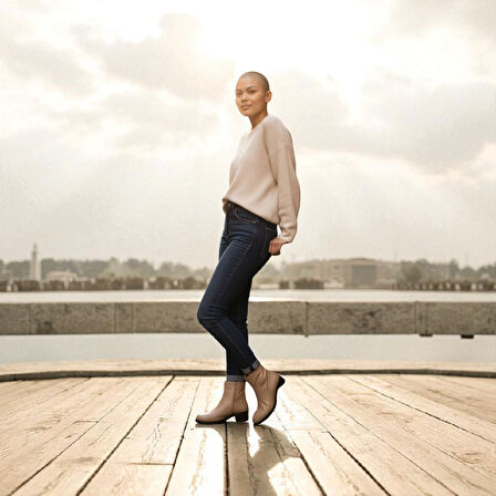 Solly ES140 Vizon Hakiki Deri Kadın Bot