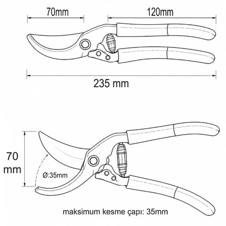 Aletçantam Denizli Çelik Budama Bağ Bahçe Makası Büyük Boy 230mm