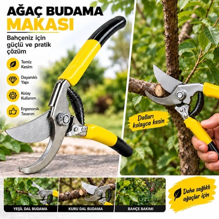 Aletçantam Denizli Çelik Budama Bağ Bahçe Makası Büyük Boy 230mm