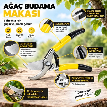 Aletçantam Denizli Çelik Budama Bağ Bahçe Makası Büyük Boy 230mm