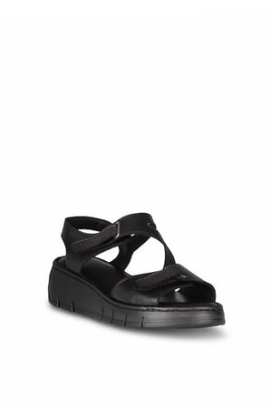 Solly Bio Flex 7 Siyah Hakiki Deri Kadın Sandalet