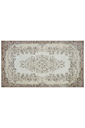 Krem Modern Vintage Eskitme Halı 173x311