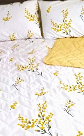 Kapitone Pamuklu Elyaf Dolgulu Çift Kişilik Çift Taraflı Pike Takımı 4 Parça