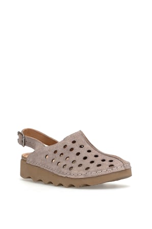 Solly Humes 350L Vizon Süet Hakiki Deri Sabo Sandalet