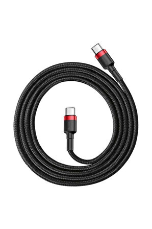 Cafule Series Type-C PD2.0 60W Flash Charge Cable (20V 3A) 1M Siyah-Kırmızı 0002342347504