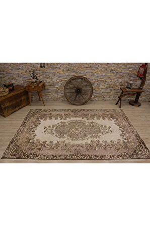 El Dokuması Özel Kahverengi Vintage Halı 169x266 2369