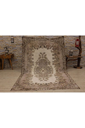 El Dokuması Özel Kahverengi Vintage Halı 169x266 2369