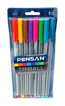 Pensan Tükenmez Kalem Triball 1.0 Mm Bilye Uç 8 Renk Renkli