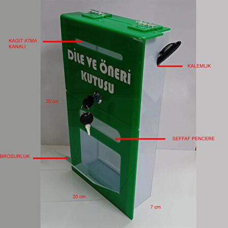 yeşil pleksi A-6 dilek öneri kutusu
