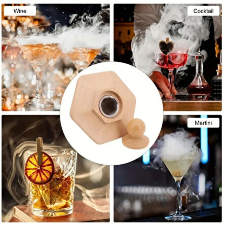 Viski Bourbon Kokteyl Tütsüleme Yuvarlak Tasarım 6 Aramolı Set Ev ve Bar Dekarasyonu