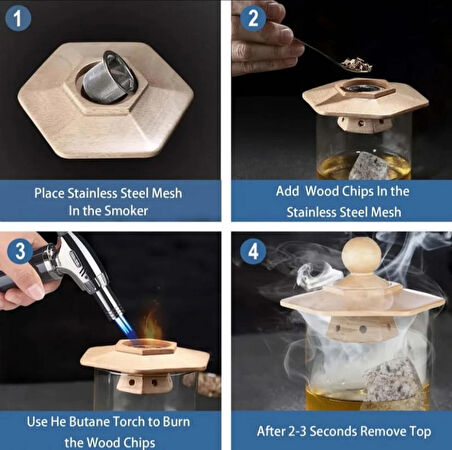 Viski Bourbon Kokteyl Tütsüleme Yuvarlak Tasarım 6 Aramolı Set Ev ve Bar Dekarasyonu