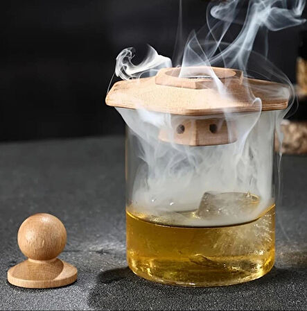 Viski Bourbon Kokteyl Tütsüleme Yuvarlak Tasarım 6 Aramolı Set Ev ve Bar Dekarasyonu