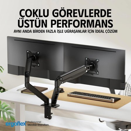 Ergoflex EF X16 Çift Kol 17-32 inch 2-9 kg Amortisörlü Monitör Standı 2026 Versiyon