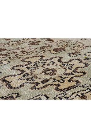 Özel Vintage Eskitme El Dokuma Göbekli Halı 154 X 287