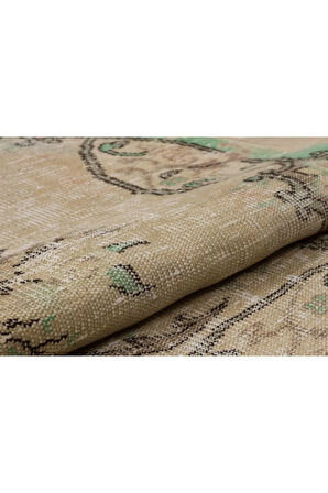 Eskitme Naturel Vintage Şık Bej El Dokumalı Halı 161 X 240