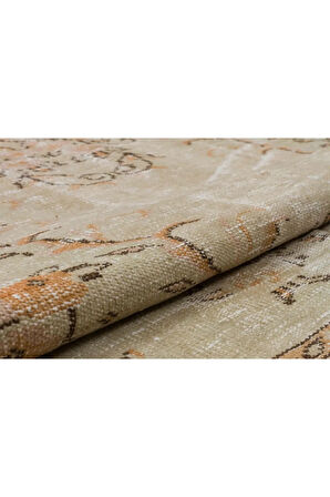 Krem Desenli Eskitme Halı
