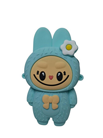 Spteks Kız Çocuk Labubu Model Fiyonk Detaylı Açık Yeşil Renk Silikon Askılı Çanta Cüzdan