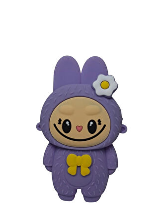 Spteks Kız Çocuk Labubu Model Fiyonk Detaylı Lila Renk Silikon Askılı Çanta Cüzdan