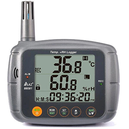AZ 88081 Profesyonel Sıcaklık ve Nem Ölçer Kayıt Özellikli Datalogger