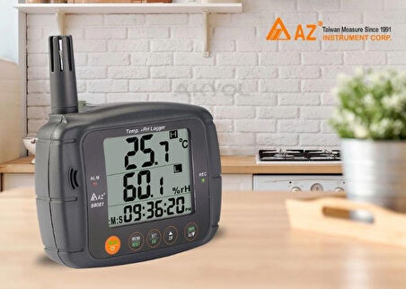 AZ 88081 Profesyonel Sıcaklık ve Nem Ölçer Kayıt Özellikli Datalogger