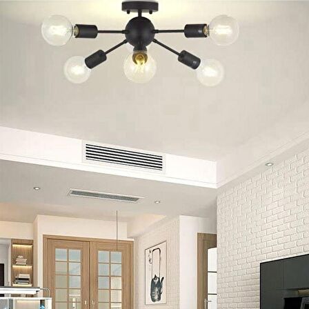 Penelope Siyah 6 Lı Modern Genç Odası Yatak Odası Retro Salon Avize